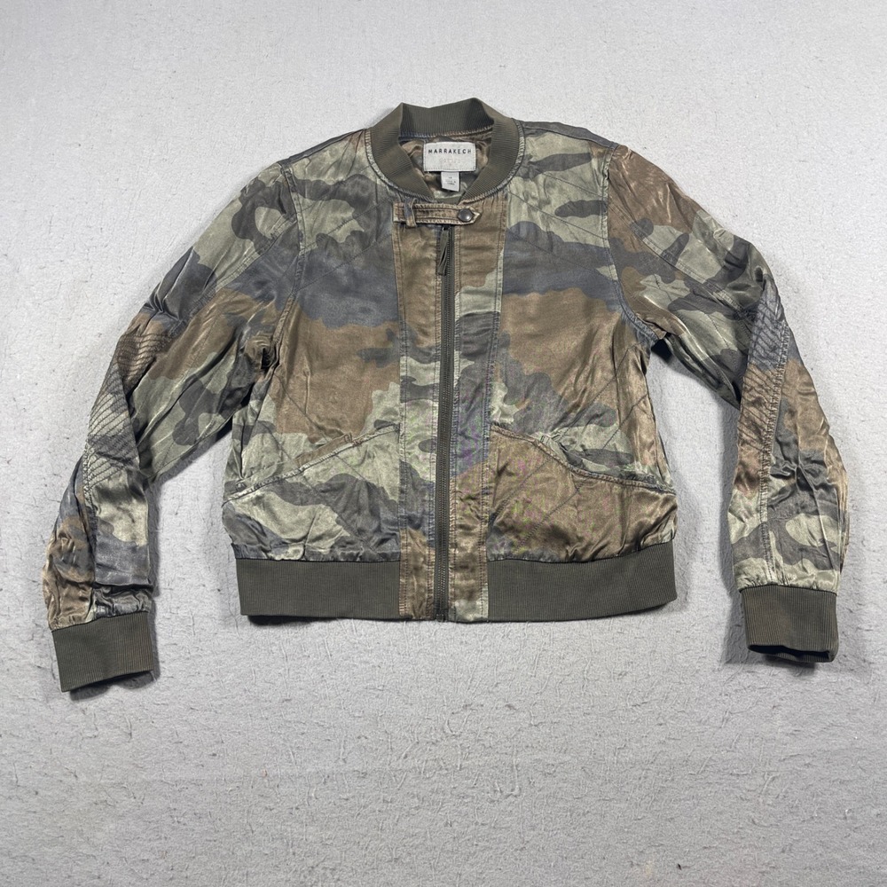 Marrakech Quilted Bomber Jacket XS Camouflage Camo Zip Up Lightweight Coat